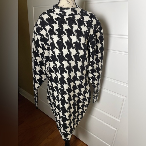Express Houndstooth Print Mini Sweater Dress in Black & White - Picture 16 of 16